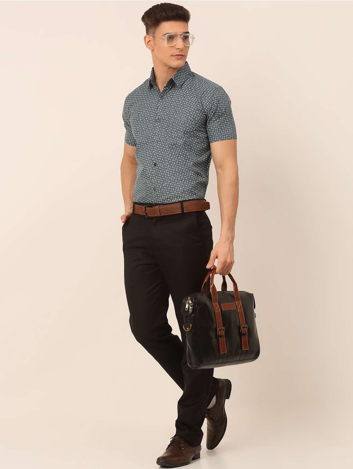 mens micro print formal shirt - 19144515 - Standard Image - 3
