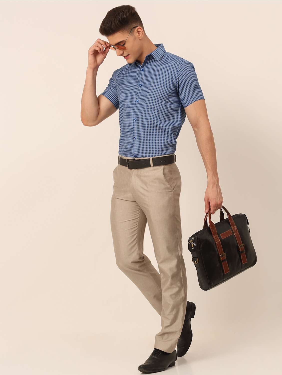 mens checks formal shirt - 19144535 - Standard Image - 3