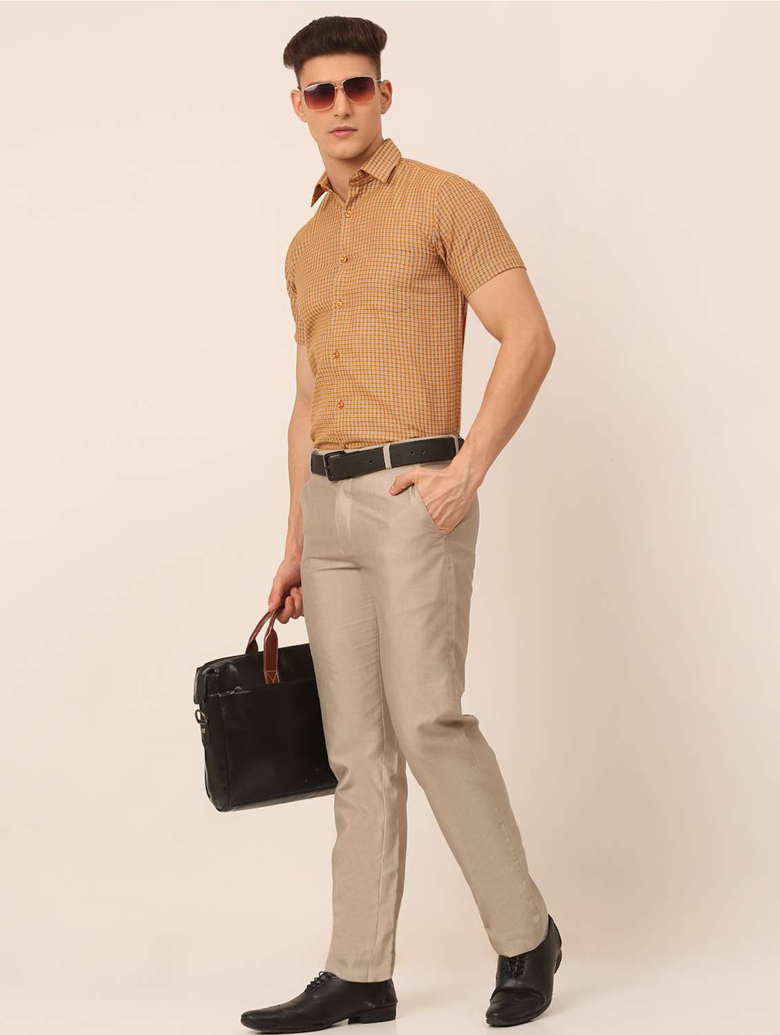 mens checks formal shirt - 19144536 -  Standard Image - 3