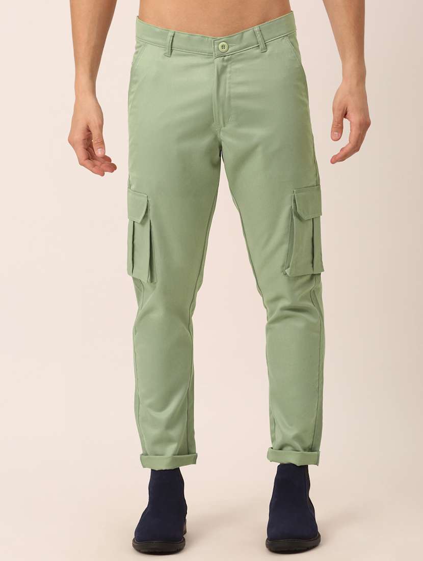 men mid rise solid cargos