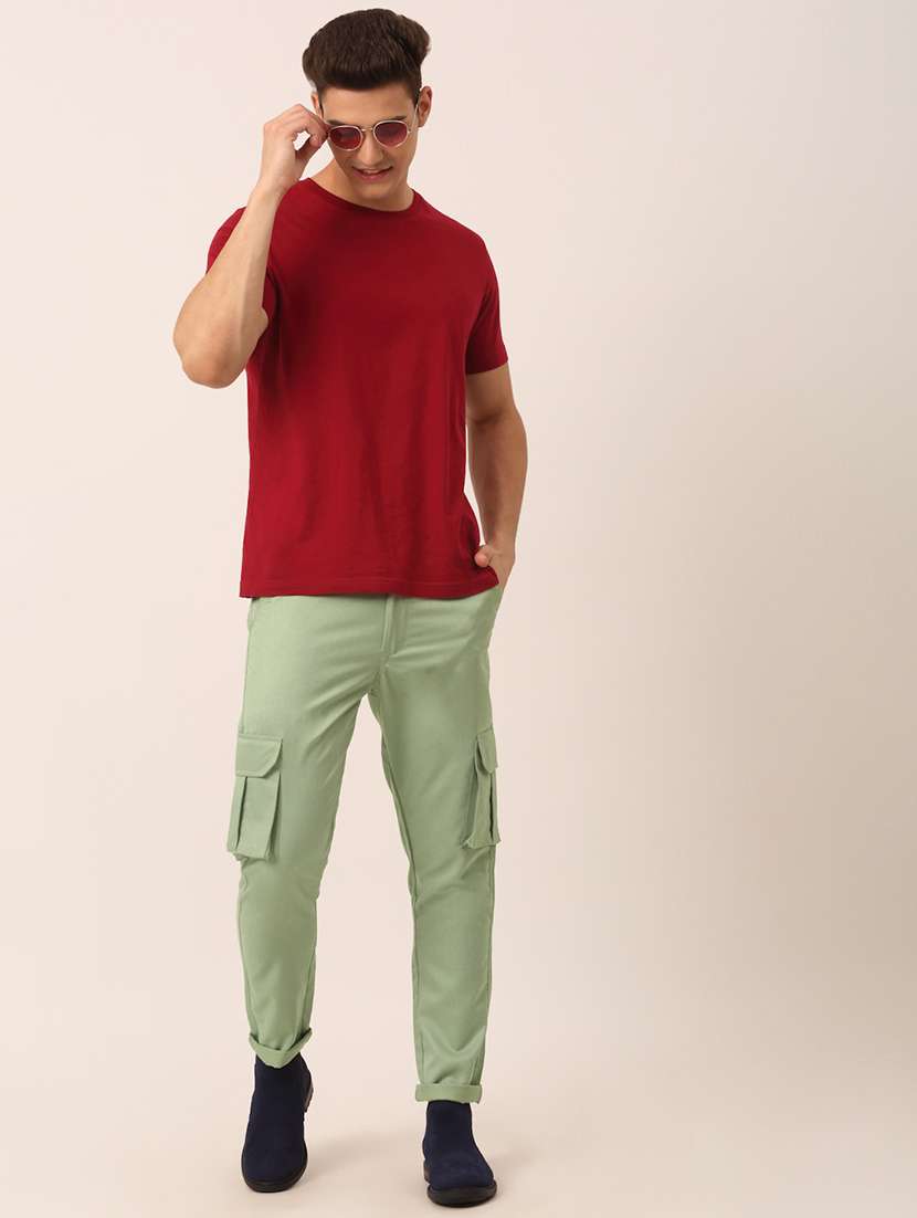 men mid rise solid cargos - 19144920 -  Standard Image - 3