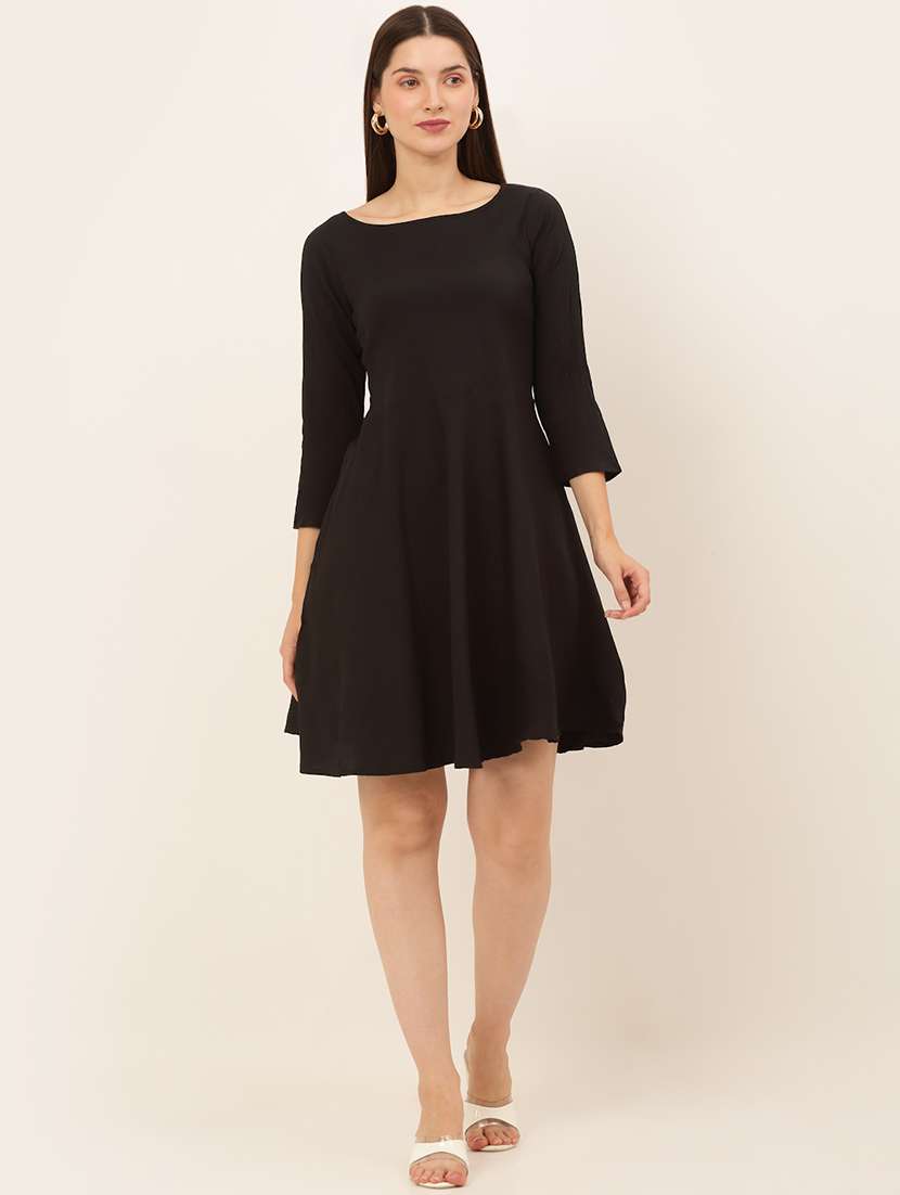 women's fit & flare solid dress