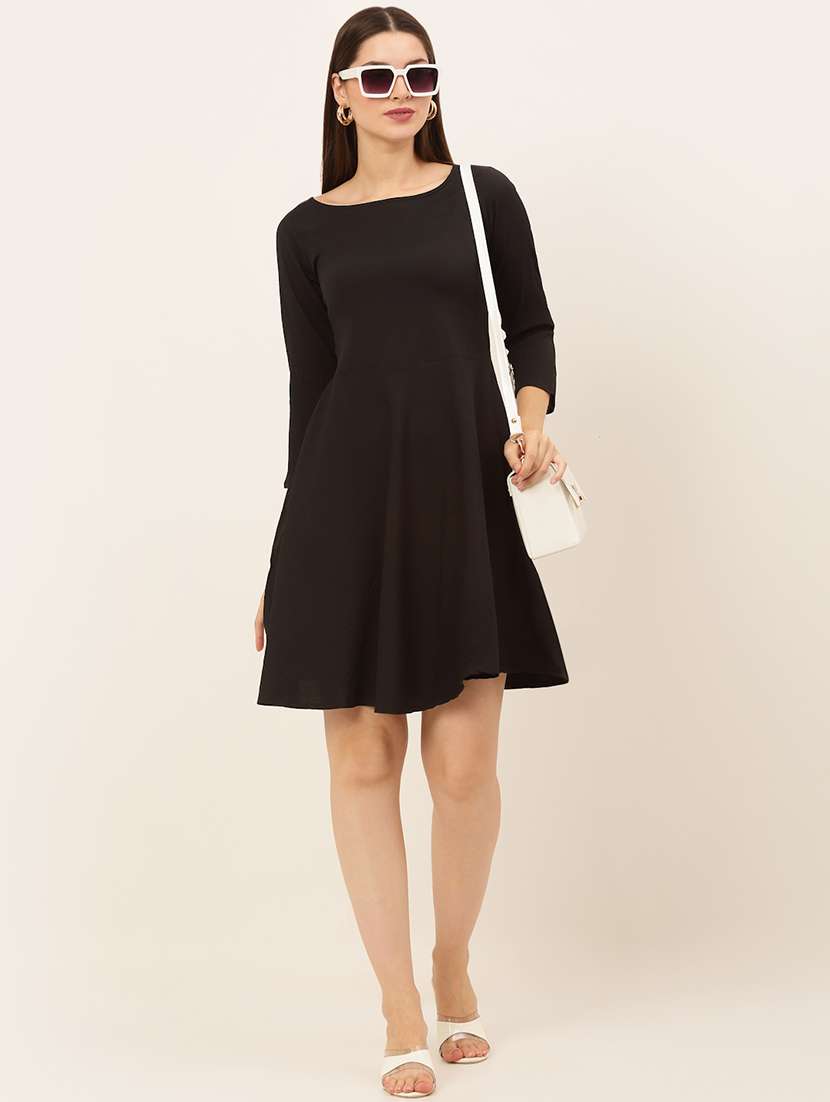 women's fit & flare solid dress - 19145027 -  Standard Image - 3