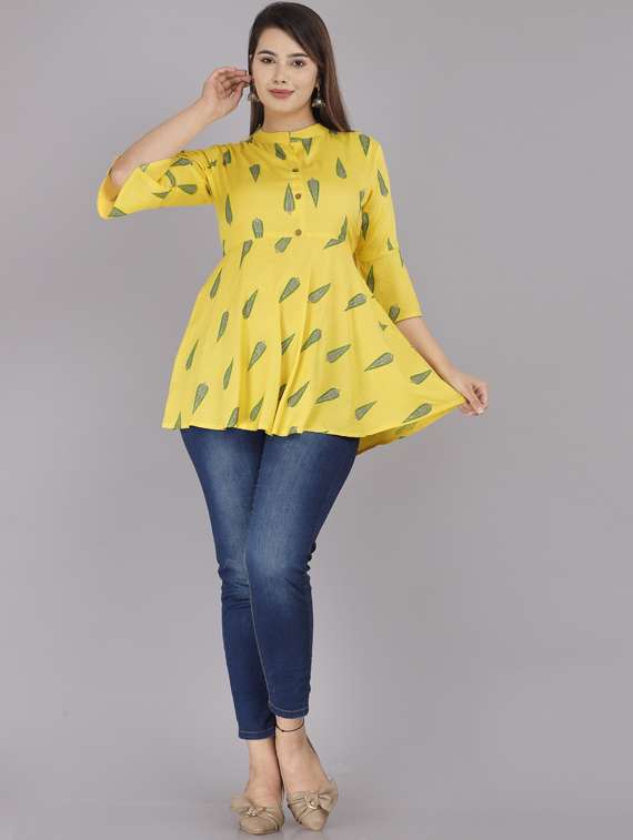 mandarin neck peplum top - 19145729 - Standard Image - 3