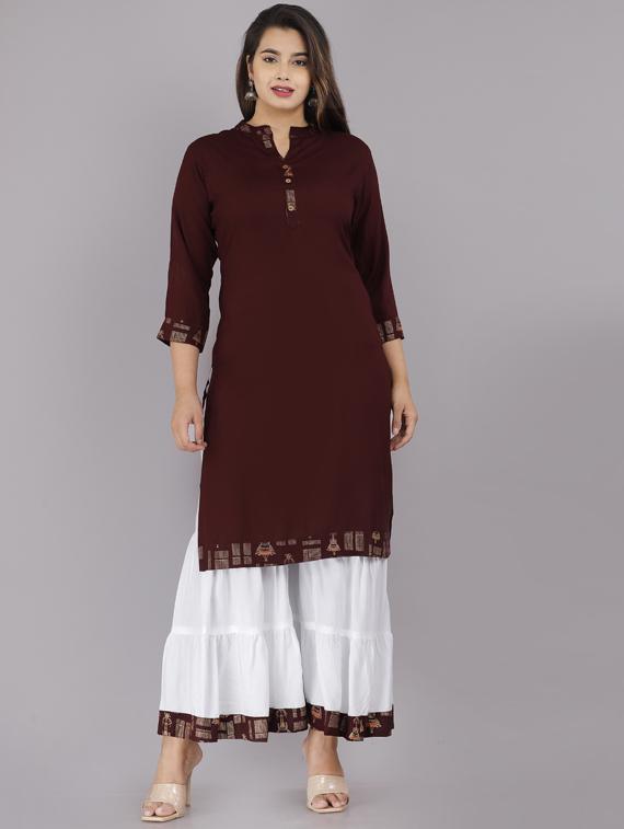 solid kurta sharara set - 19145753 - Zoom Image - 0