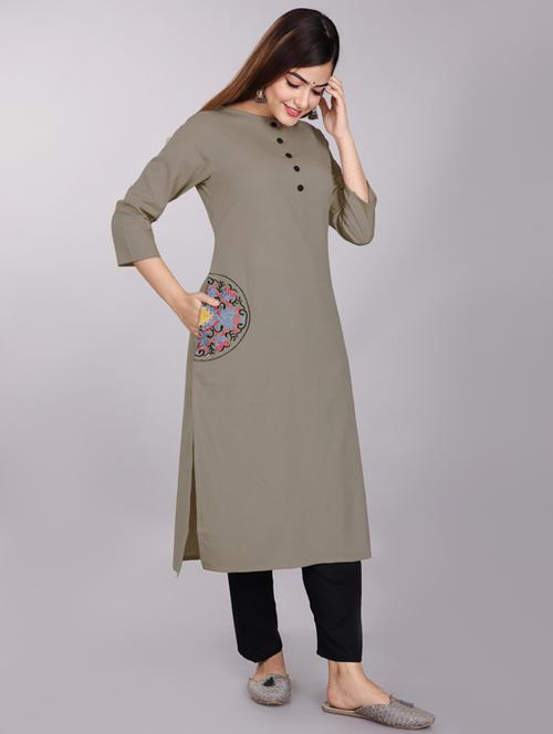 solid kurta and pant set - 19145764 - Standard Image - 0