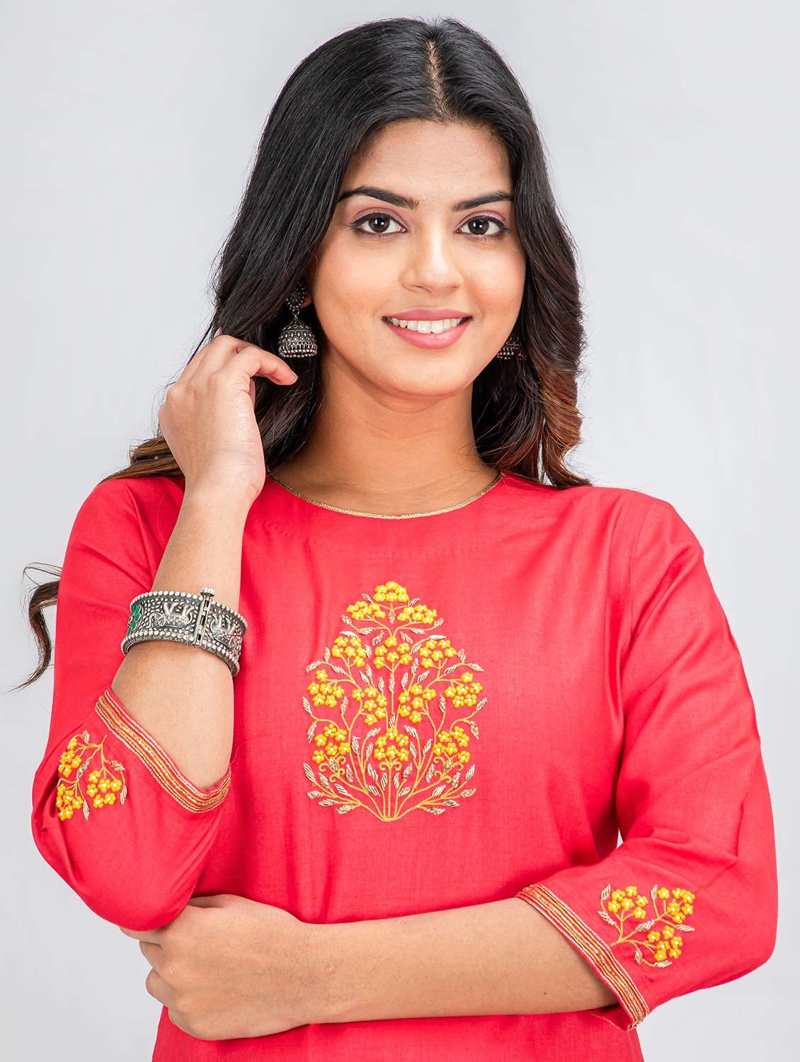embroidered straight kurta - 19145871 -  Standard Image - 3
