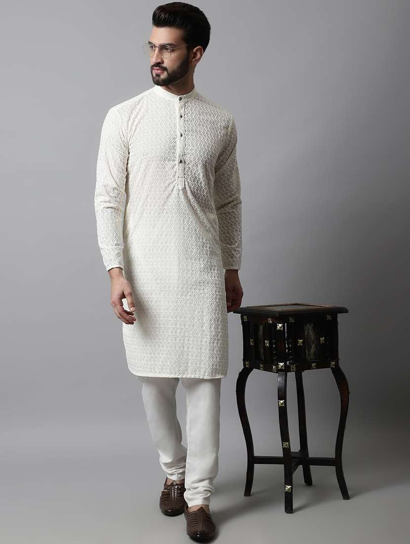 men's embroidered cotton kurta pajama sets 
