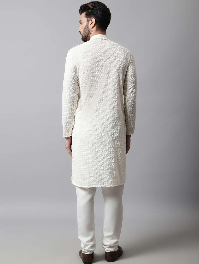 men's embroidered cotton kurta pajama sets  - 19145887 -  Standard Image - 3