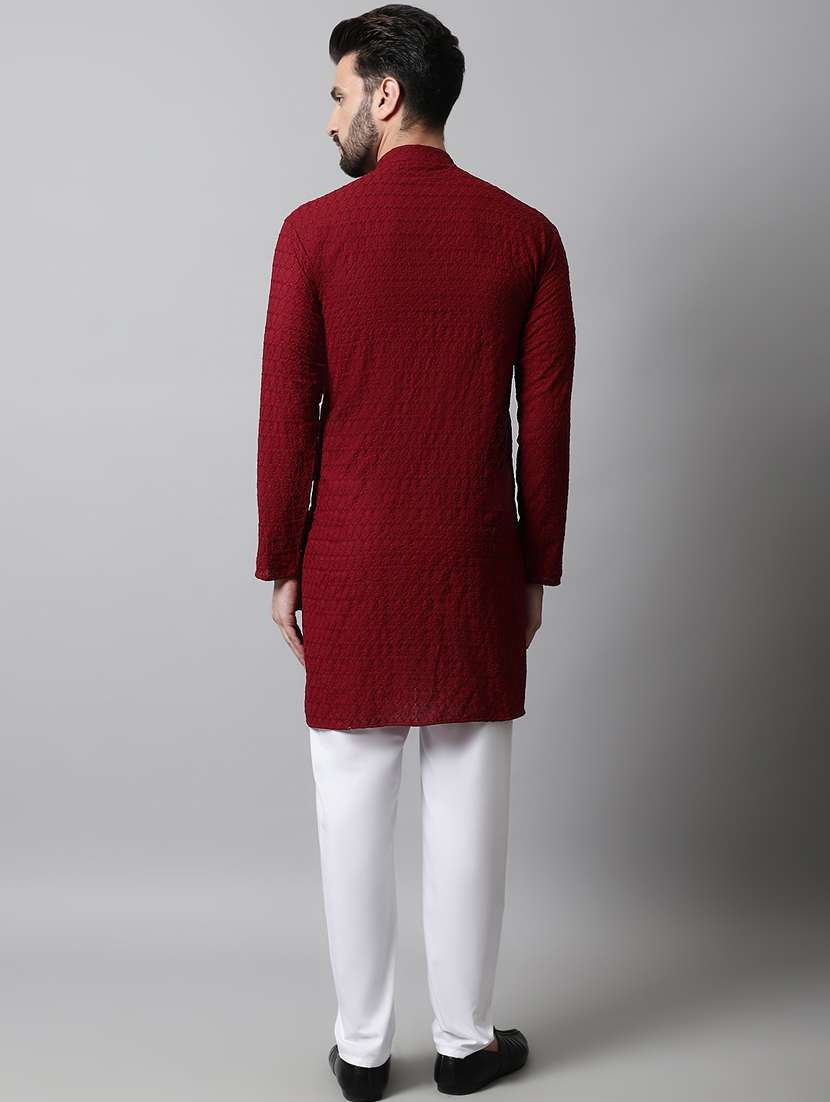 men's embroidered cotton kurta pajama sets - 19145888 - Standard Image - 3