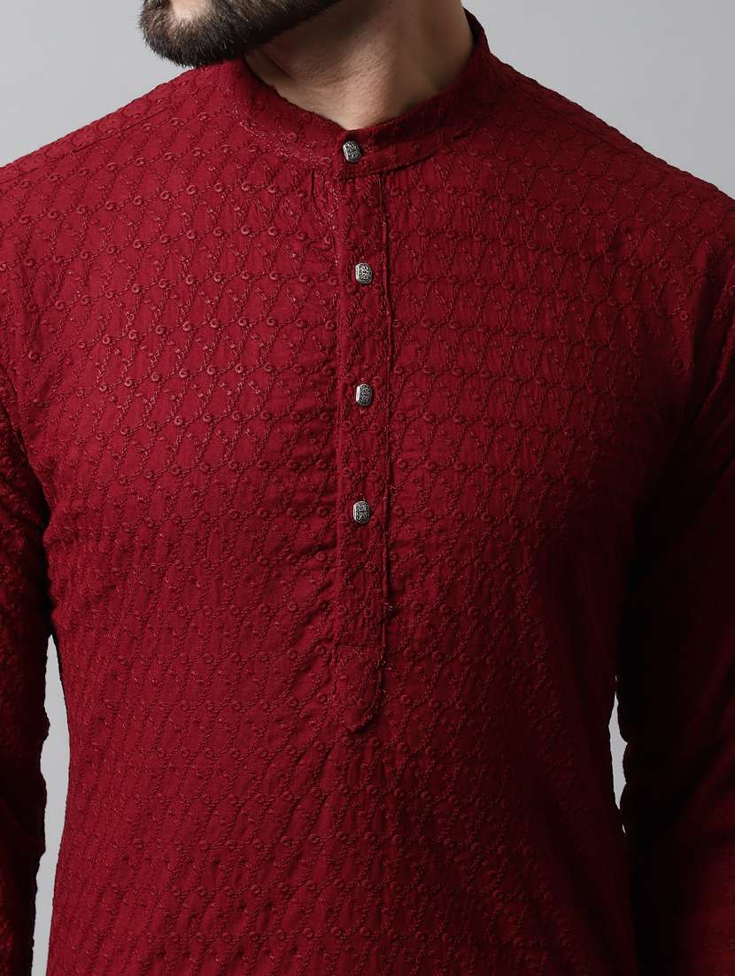 men's embroidered cotton kurta pajama sets - 19145888 - Standard Image - 5