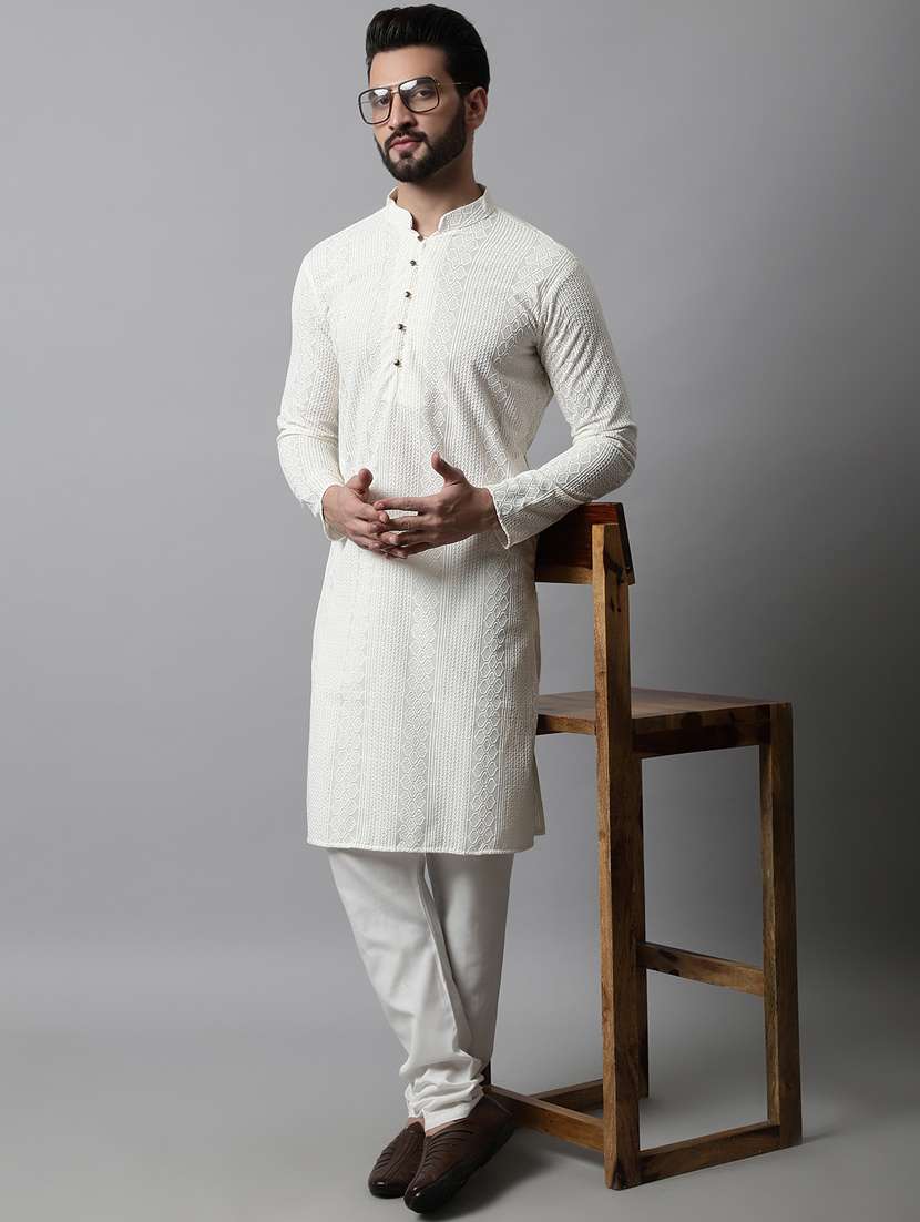 men's embroidered cotton kurta pajama sets - 19145894 - Zoom Image - 0