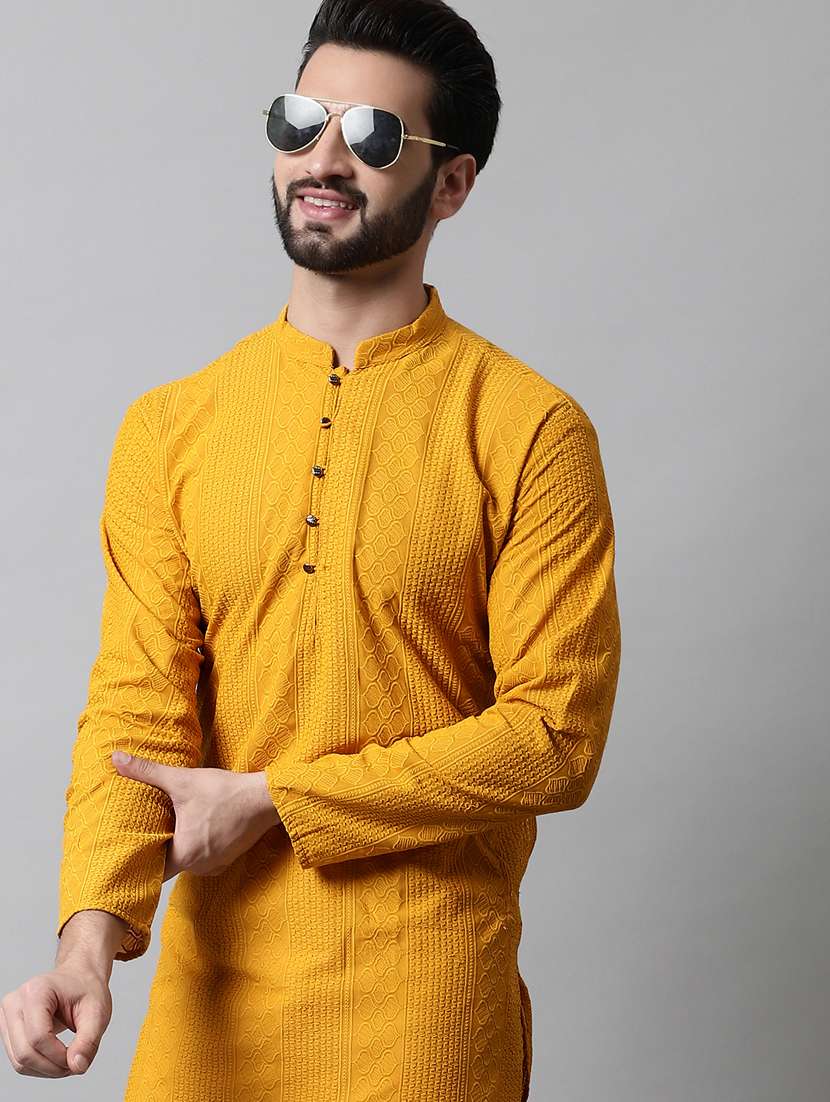 men's embroidered cotton kurta pajama sets - 19145896 - Standard Image - 5