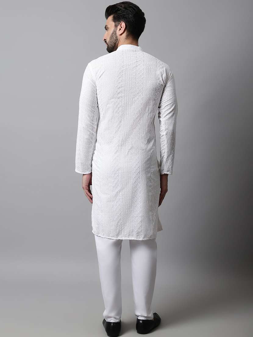 men's embroidered cotton kurta pajama sets - 19145897 - Standard Image - 3