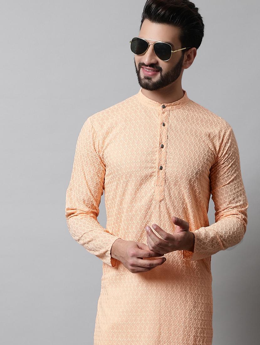 men's embroidered cotton kurta pajama sets - 19145911 - Standard Image - 5