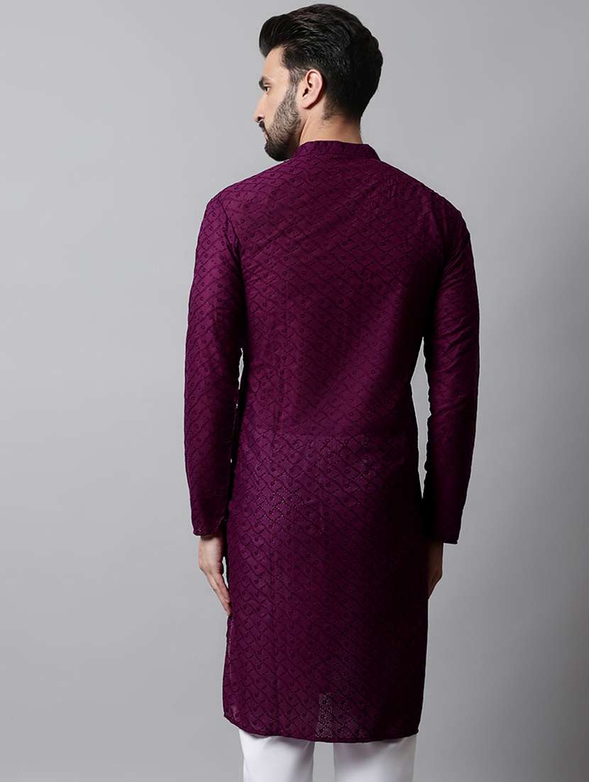 men's embroidered cotton kurta pajama sets  - 19145913 -  Standard Image - 3