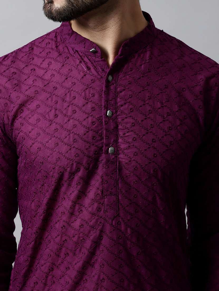 men's embroidered cotton kurta pajama sets  - 19145913 -  Standard Image - 5