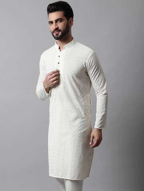 men's embroidered cotton kurta pajama sets - 19145916 - Standard Image - 0