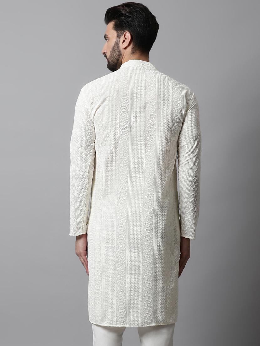 men's embroidered cotton kurta pajama sets - 19145916 - Standard Image - 3