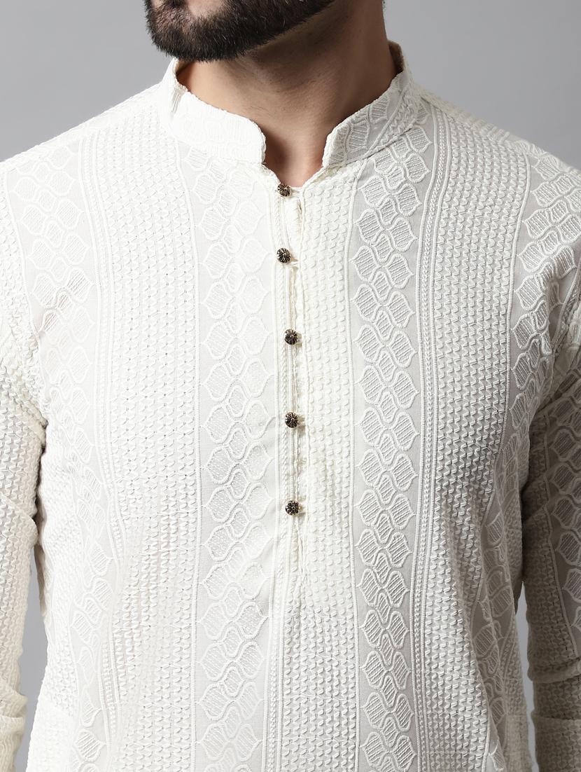 men's embroidered cotton kurta pajama sets - 19145916 - Standard Image - 5