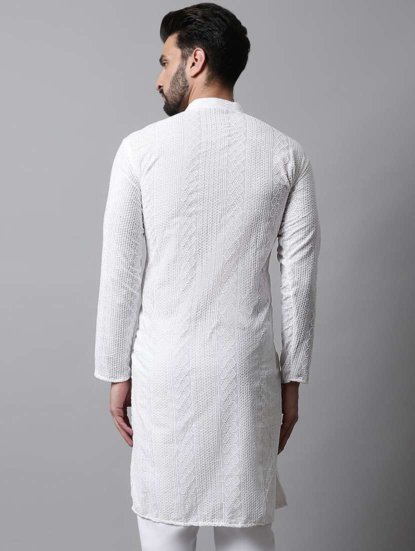 men's embroidered cotton kurta pajama sets  - 19145919 -  Standard Image - 3