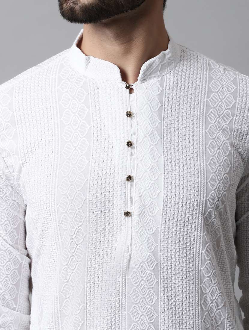 men's embroidered cotton kurta pajama sets  - 19145919 -  Standard Image - 5