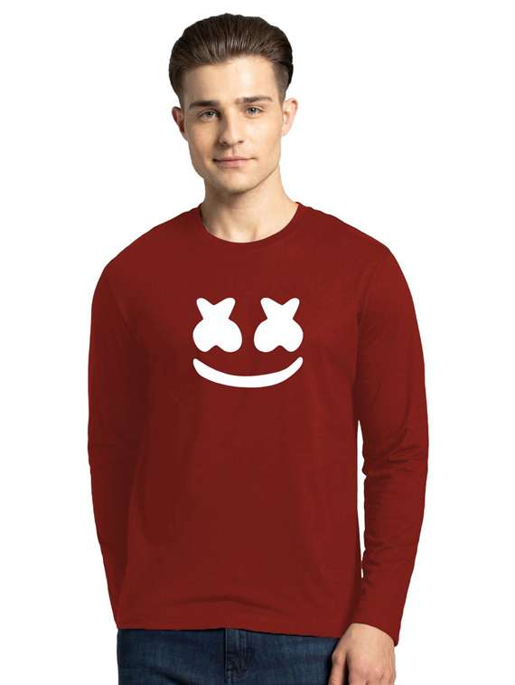 men round neck chest printed t-shirt