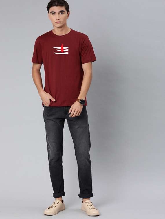 round neck chest printed t-shirt - 19147063 -  Standard Image - 3