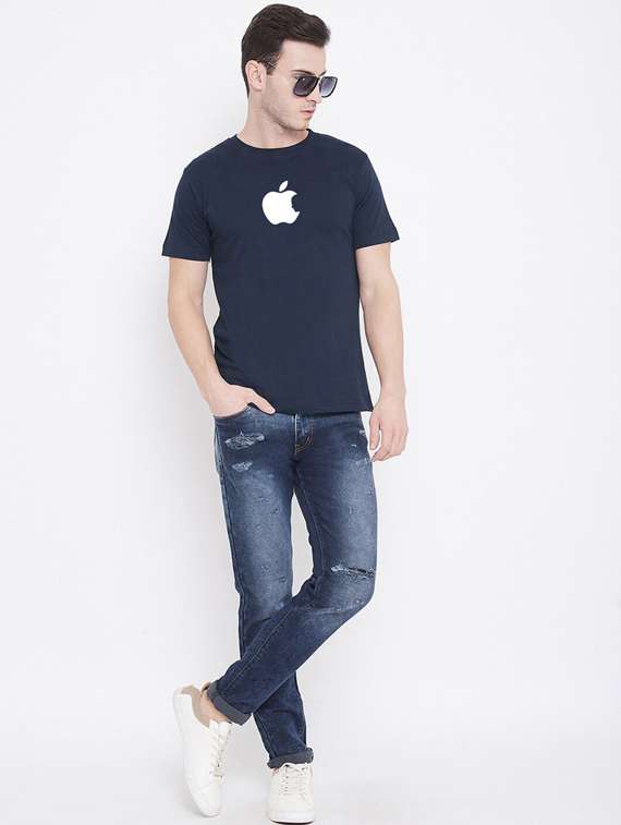 round neck chest printed t-shirt - 19147186 -  Standard Image - 3