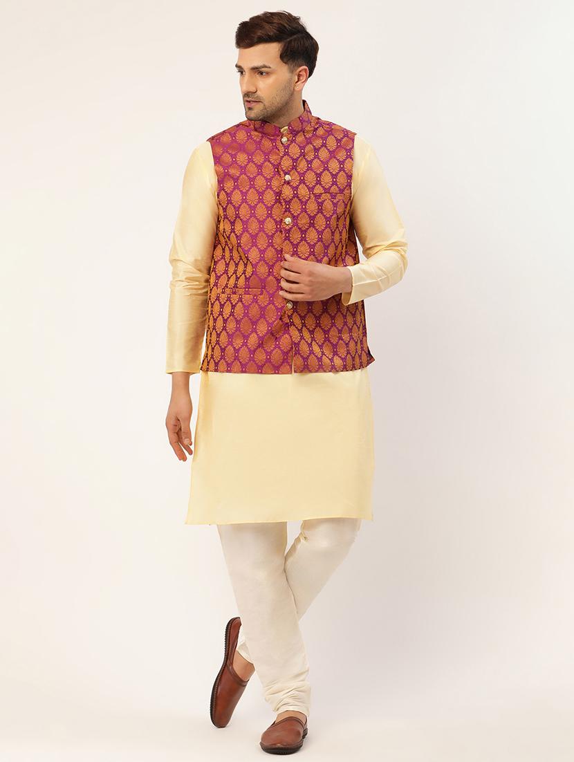 kurta pyjama with nehru jacket - 19147458 -  Zoom Image - 0