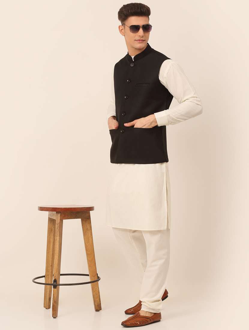 kurta pyjama with nehru jacket - 19147515 -  Standard Image - 3