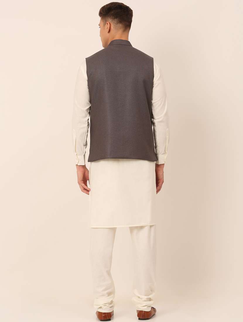 kurta pyjama with nehru jacket - 19147516 -  Standard Image - 3