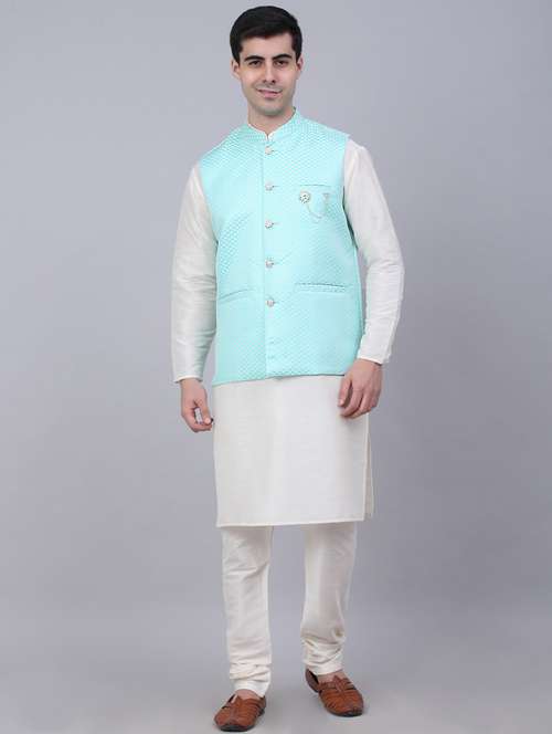 kurta pyjama with nehru jacket - 19147538 - Standard Image - 0
