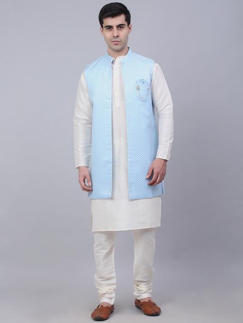 kurta pyjama with nehru jacket - 19147541 - Standard Image - 0