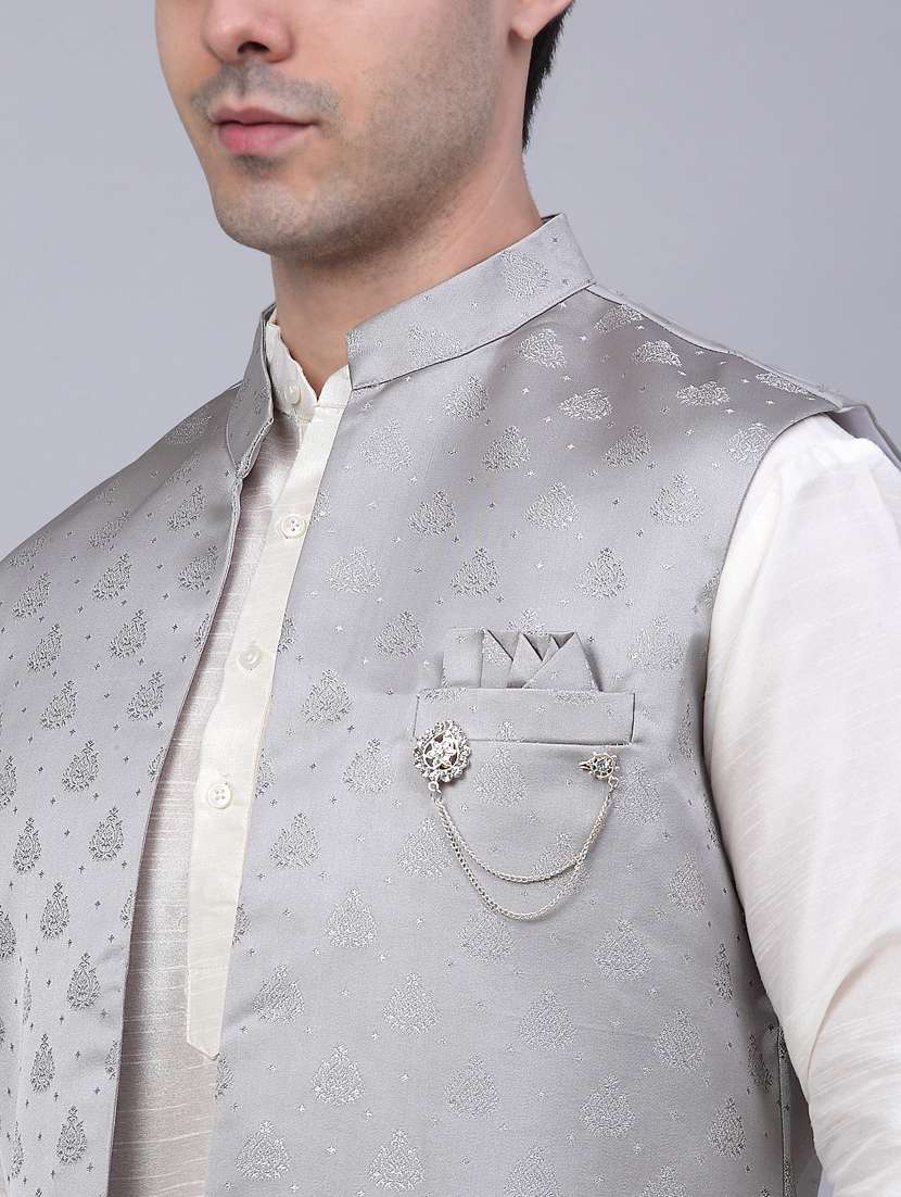 kurta pyjama with nehru jacket - 19147545 -  Standard Image - 5