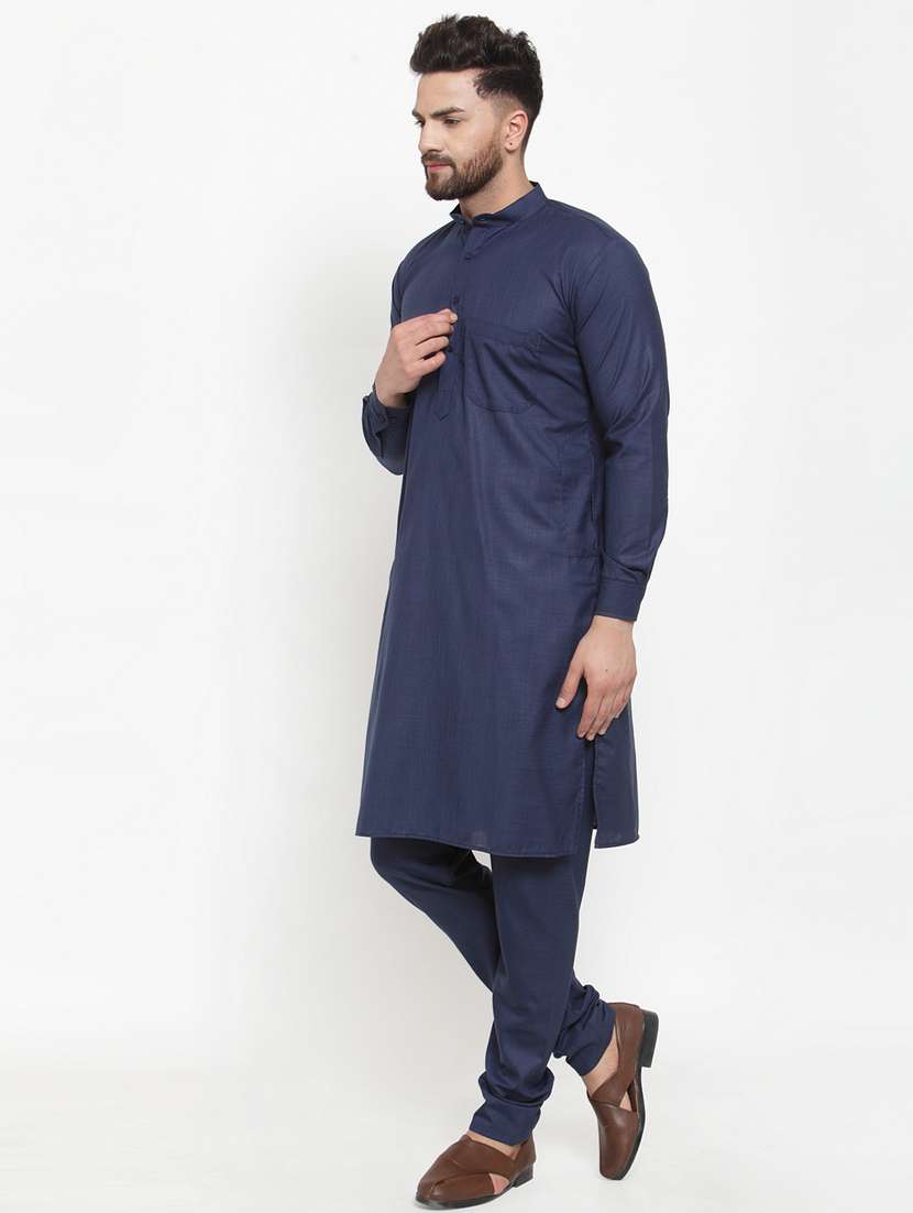 navy blue coloured long kurta - 19147649 -  Standard Image - 3