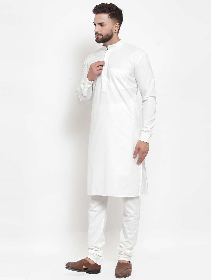 white coloured jacquard long kurta - 19147650 -  Standard Image - 3