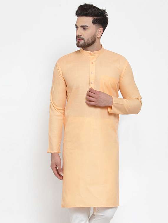 peach coloured long kurta - 19147703 - Zoom Image - 0