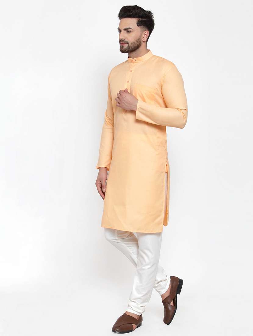 peach coloured long kurta - 19147703 - Standard Image - 3