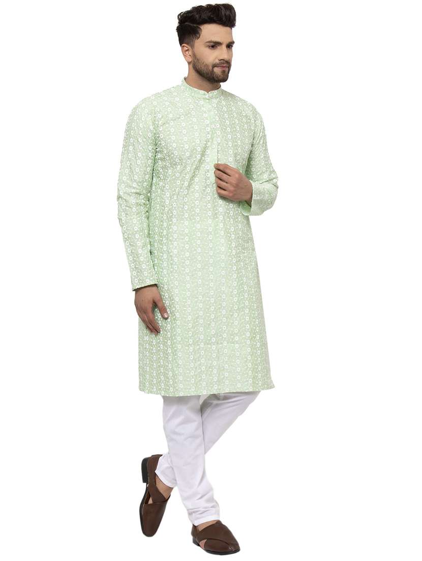 Men Embroidered Mandarin Neck Long Kurta - 19147804 -  Standard Image - 3