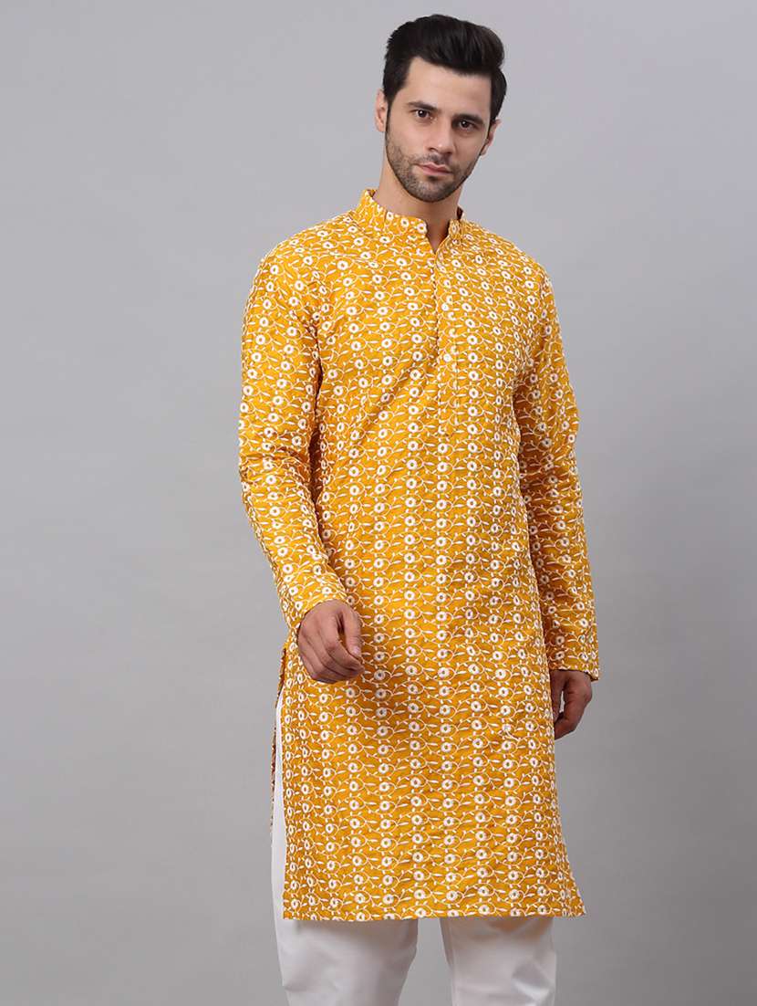 men embroidered mandarin neck long kurta - 19147807 - Zoom Image - 0
