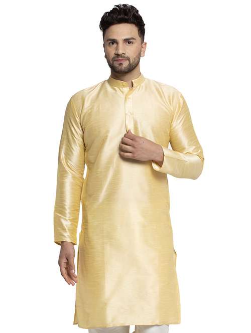 gold dupion long kurta - 19147817 -  Standard Image - 0