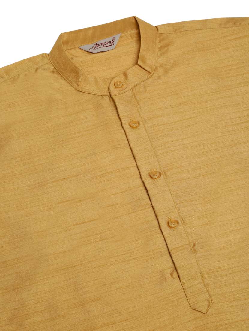 gold dupion long kurta - 19147822 - Standard Image - 5