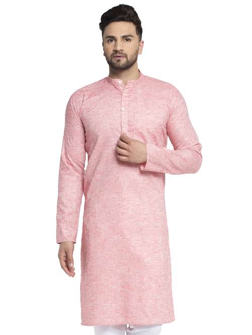 red linen long kurta - 19147834 -  Standard Image - 0