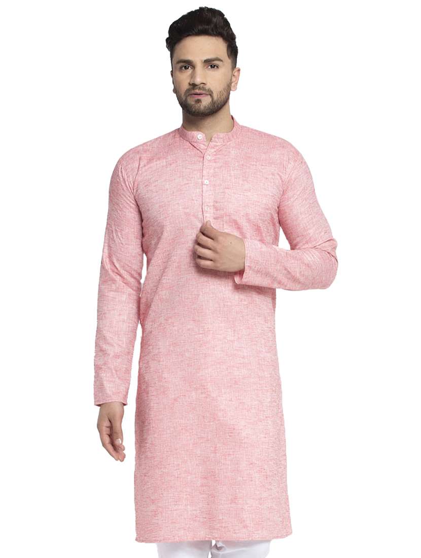 red linen long kurta