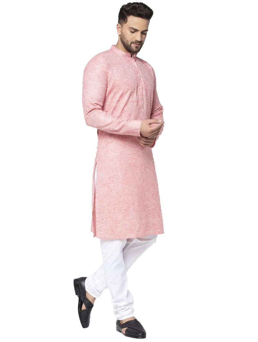 red linen long kurta - 19147834 -  Standard Image - 3