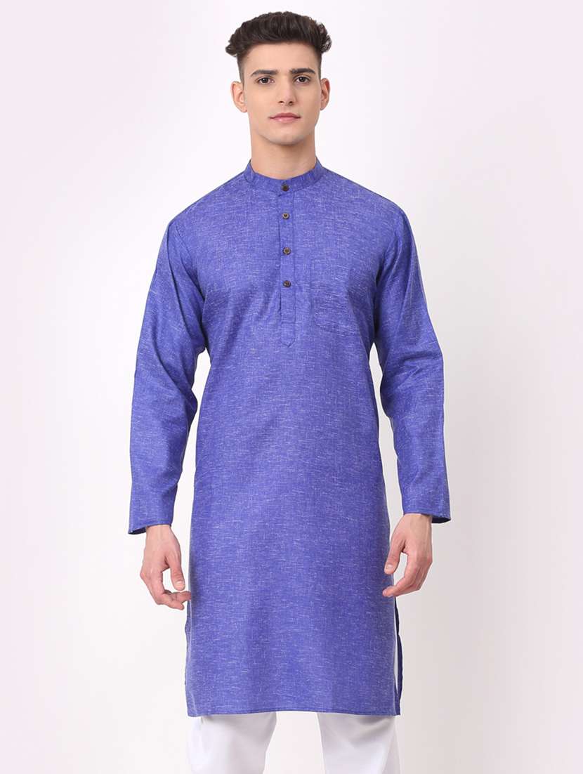 blue self design long kurta - 19147933 - Zoom Image - 0