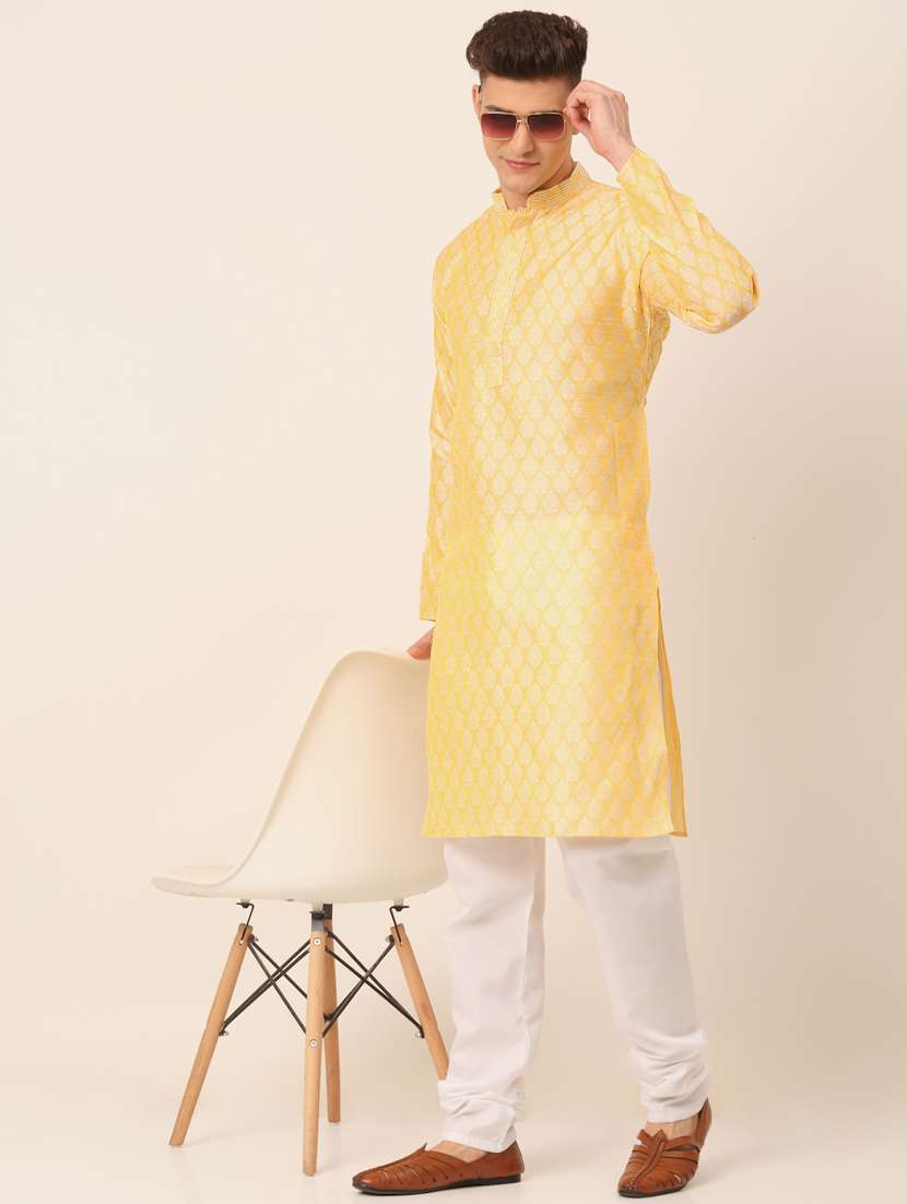 mandarin neck self design straight kurta - 19147961 - Standard Image - 3