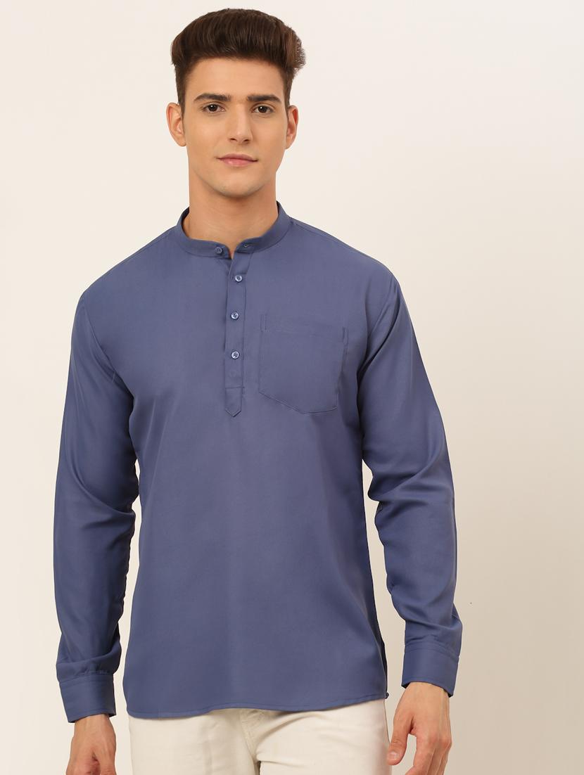 mandarin neck solid straight kurta - 19148020 - Zoom Image - 0