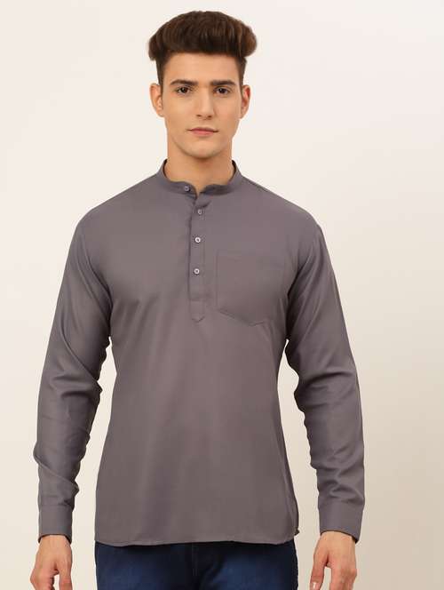 mandarin neck solid straight kurta - 19148022 - Standard Image - 0